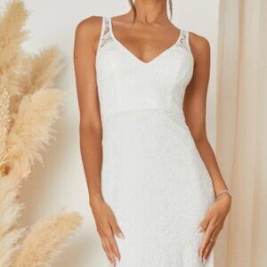Lulus Beloved Eternity White Lace Sleeveless Backless Wedding Dress